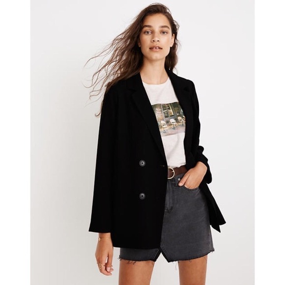 Madewell Jackets & Blazers - Madewell Caldwell Women's Double Breasted Oversized Black Blazer - M